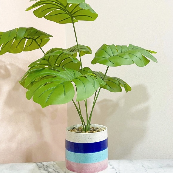Urban Outfitters Other - Faux Monstera Deliciosa Plant in Colorful Pot